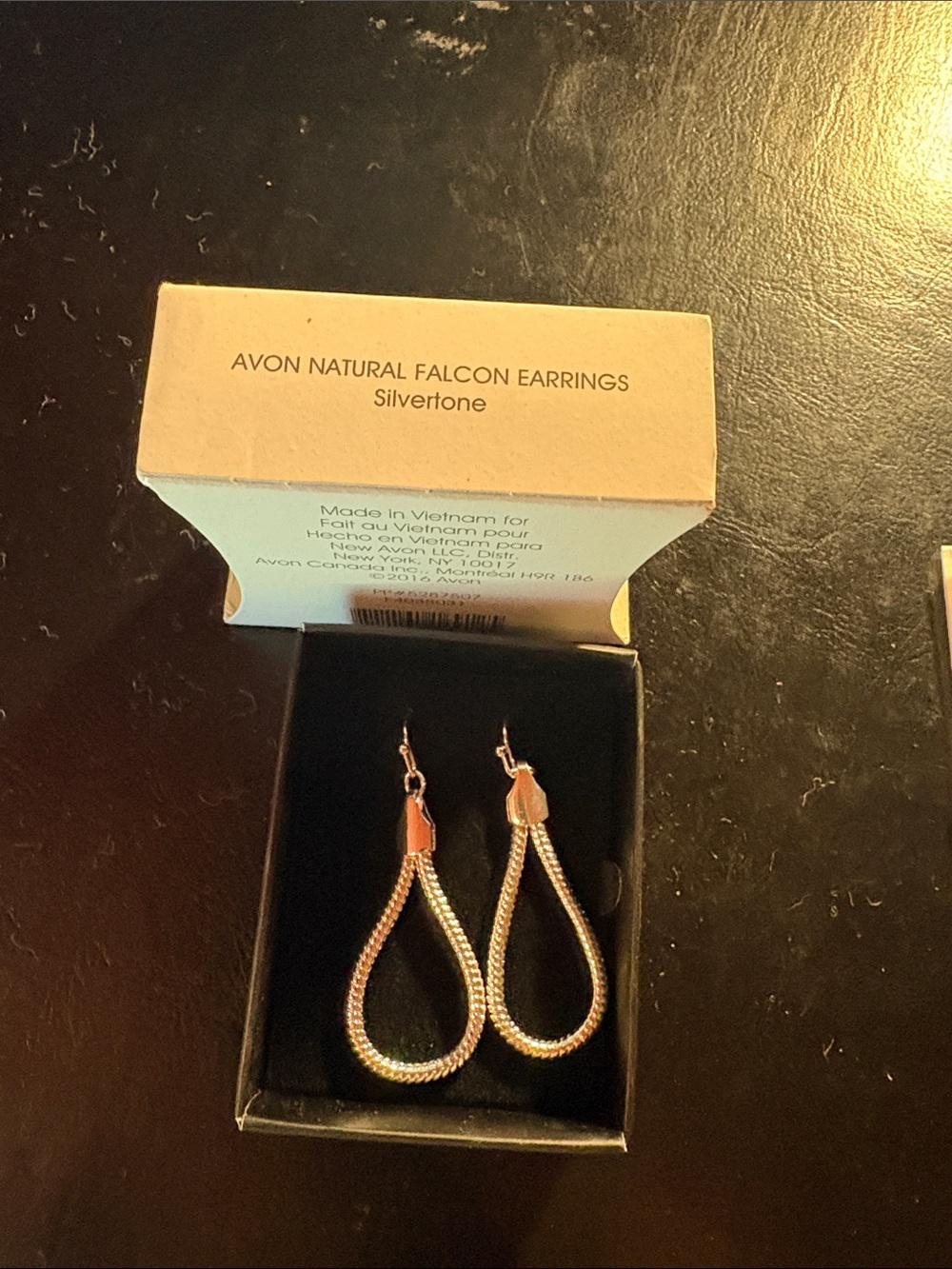Avon Silvertone Teardrop Rope Dangle Earrings - Silver